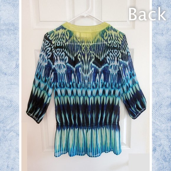 Chico's Semi Sheer Button Front Blouse - Picture 4 of 5